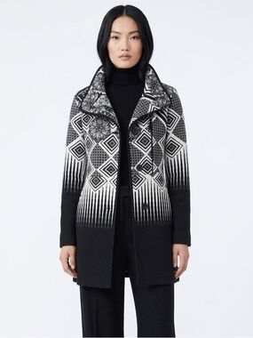 SMASH! Barcelona Black & Creme lined Geometric Funky Coat/Jacket Size Medium